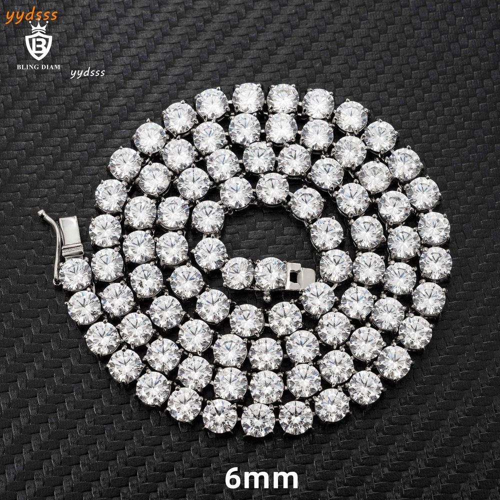 Wholesale Price Custom Hip Hop Jewelry 6mm Cubic Moissaniteia Tennis Bracelet Necklace 316 Stainless Steel Tennis Chain