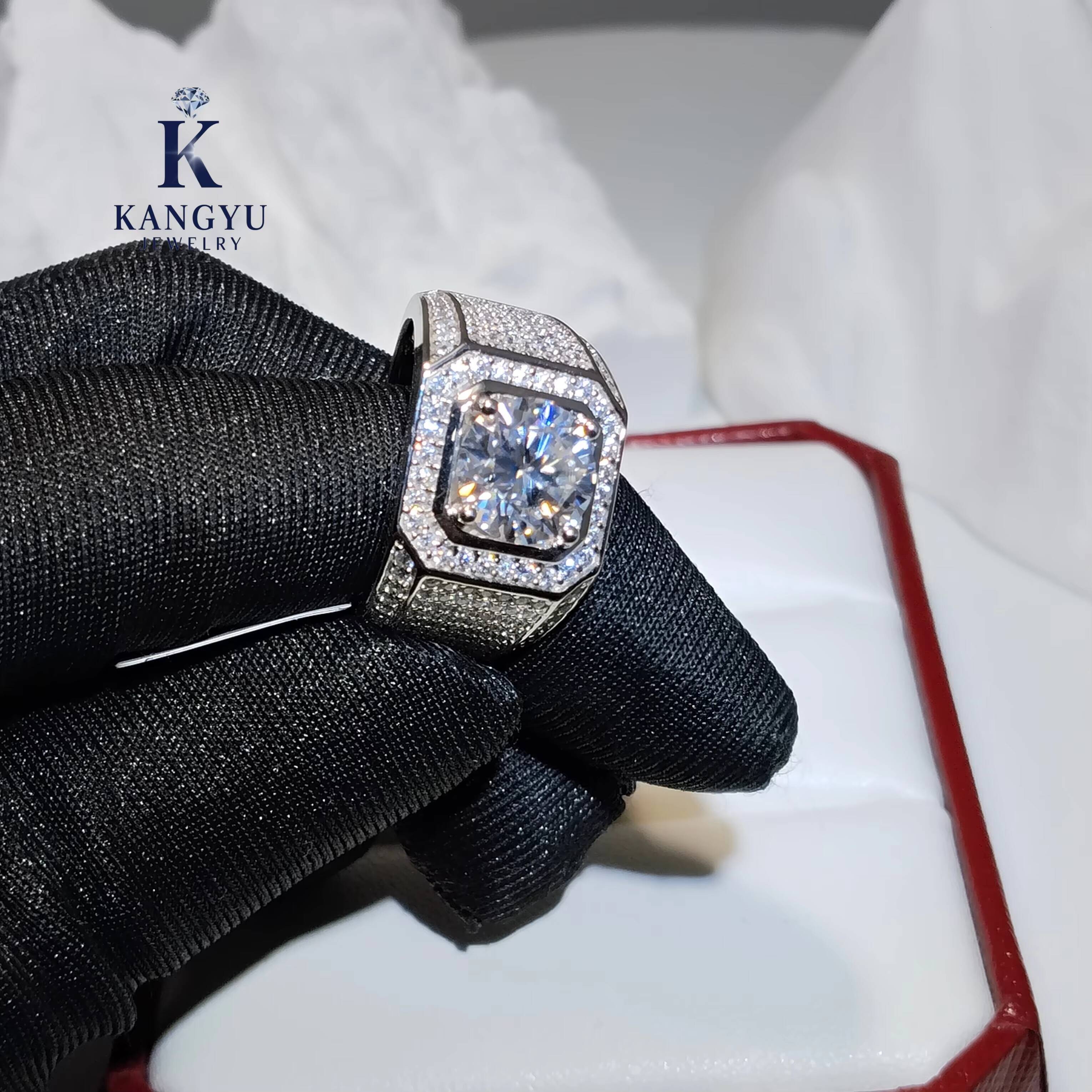 Hot Sale Statement Square Stone 925 Sterling Silver Moissanite Ring - Hip Hop Streetwear Bling