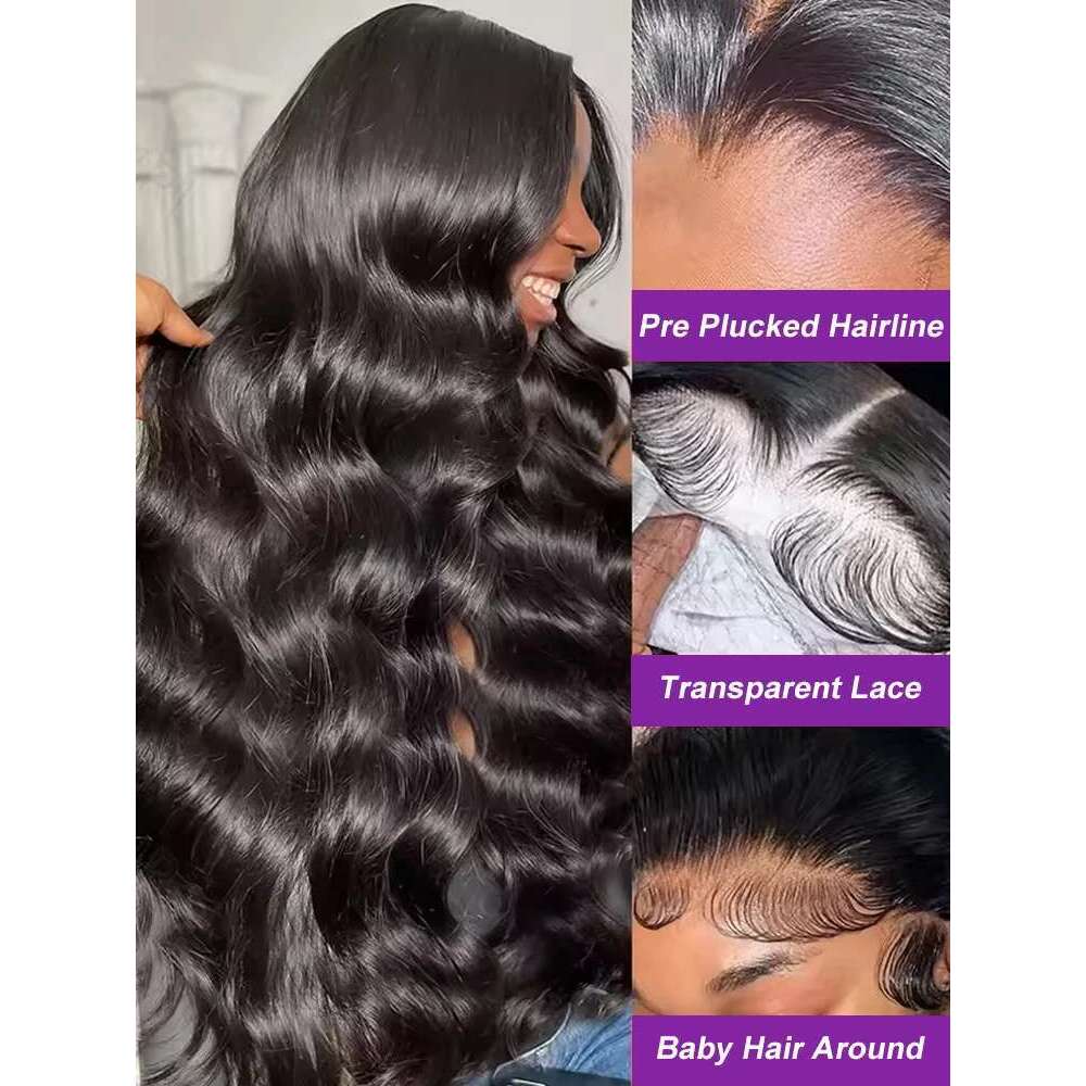 250 Density Body Transparent 13X6 13X4 Hd Frontal Human Hair Wigs Glueless 30 40 Inch Water Wave Lace Front Wig