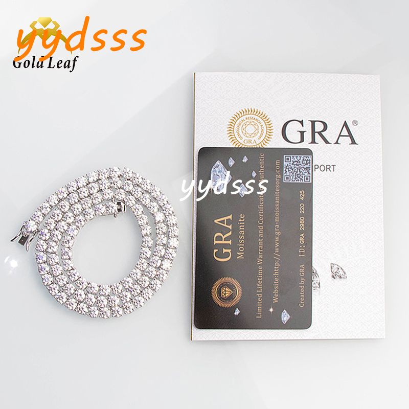 Golfleaf 925 Sterling Silver Moissanite Bracelets Fine Jewelry D VVS1 Moissanite Tennis Bracelet for Men Women