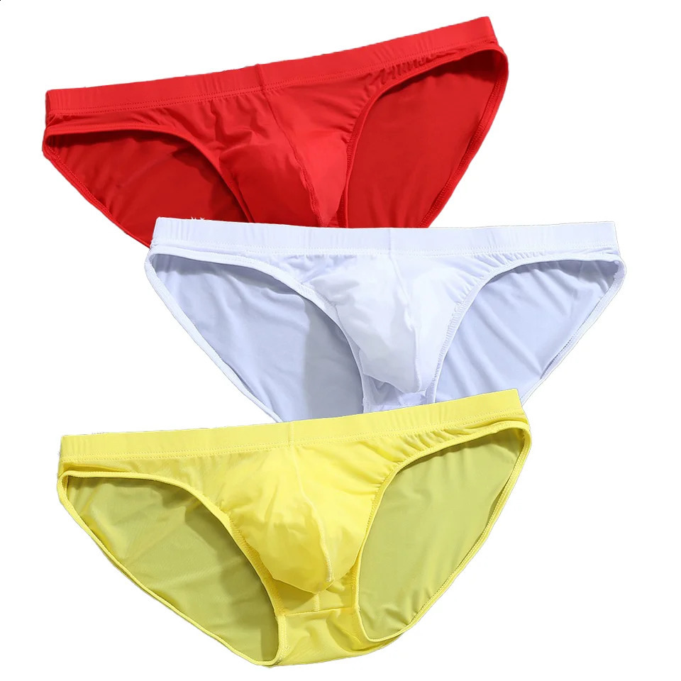 2PCS mens underwear bikini pants comfortable and sexy slip ice silk breathable white 4XL 250417