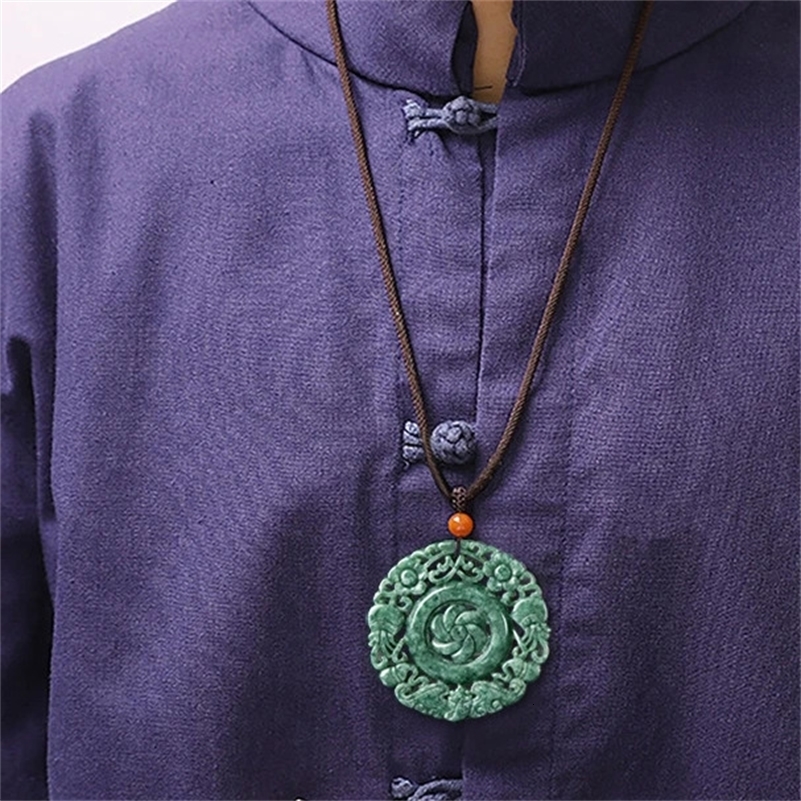 Natural A-grade Jade Flower Blossom Rich Pendant Ice Jade Pendant Sweater Chain Men Womens Necklace High grade Jewelry 250408CJ