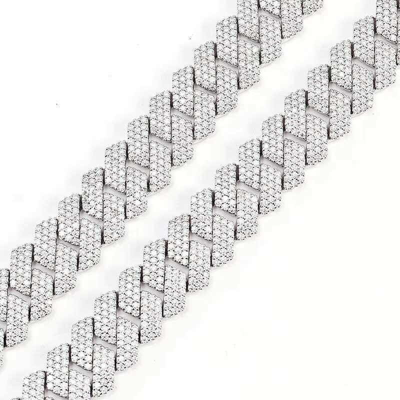 Mens Cuban Link Chain 15mm Miami Iced Out Diamond Cut Moissanite Cuban Chain 925 Sterling Silver Gold Cuban Link Chain