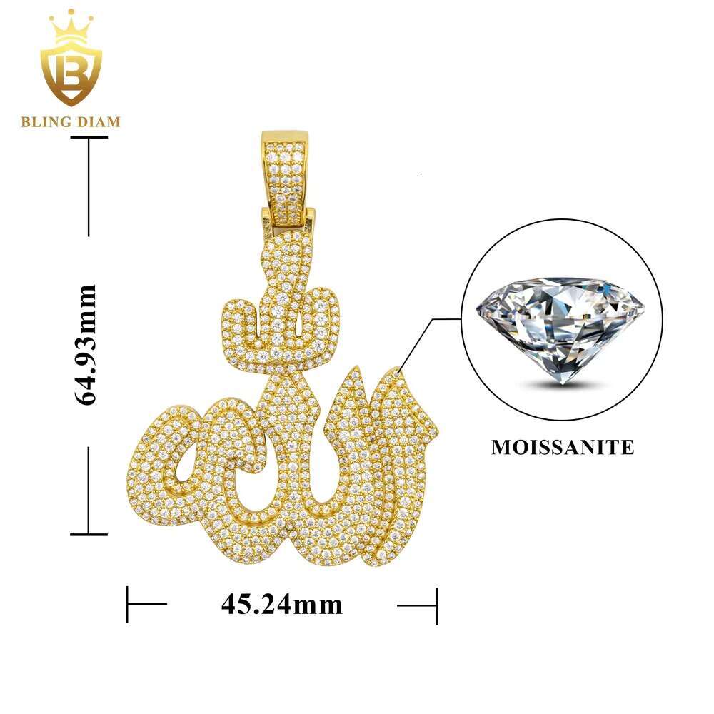 Pass Diamond Tester VVS Moissanite Pendant Symbol Charm Hip Hop Jewelry S925 Diamond Iced Out Pendant