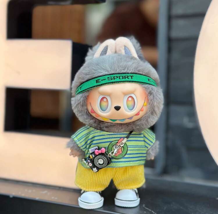 LABUBU Vinyl Plush Doll With Light And Sound Camera Clothes Set In Stock