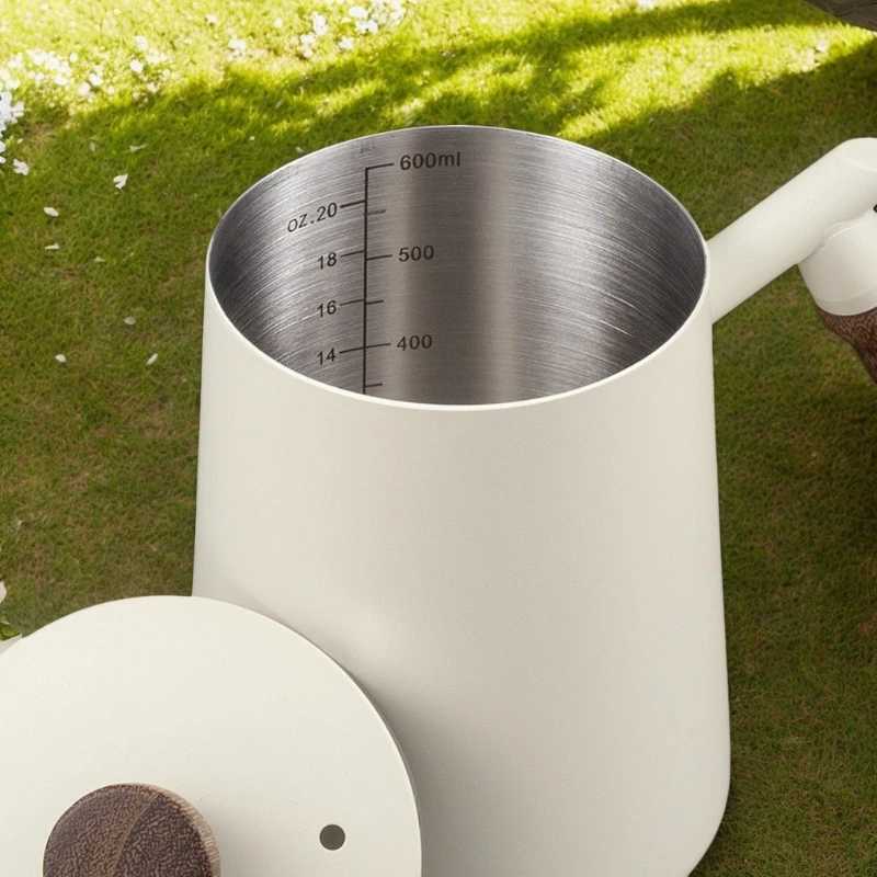 Hand Drip Kettle White Coffee Black Long Spout Goose Neck Stainless Steel Wooden Handle Drip Flow Regulator for Coffe C251125