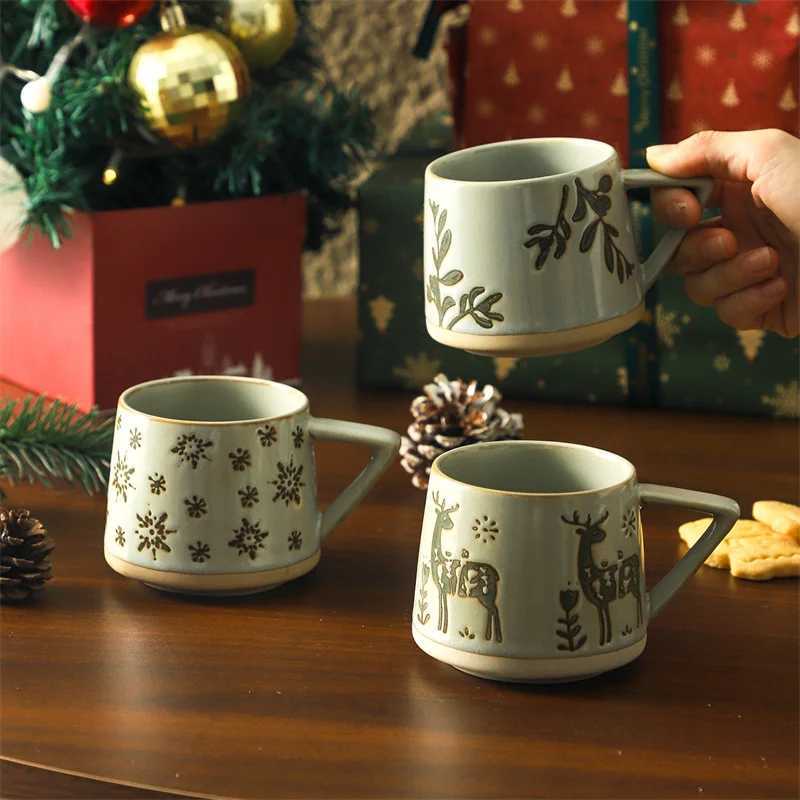 300ml Christmas Gift Creamic Mug Milk Water Cup Breastfast Coffee Mugs Office School Mugs for Drink Holiday Kitchen Drinkware Y251125
