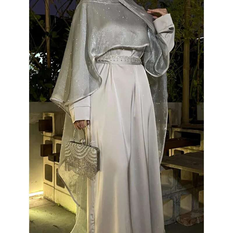 Dongdumaoyi Women S Muslim Clothing Abaya Simple Cloak Robe Starry Dress