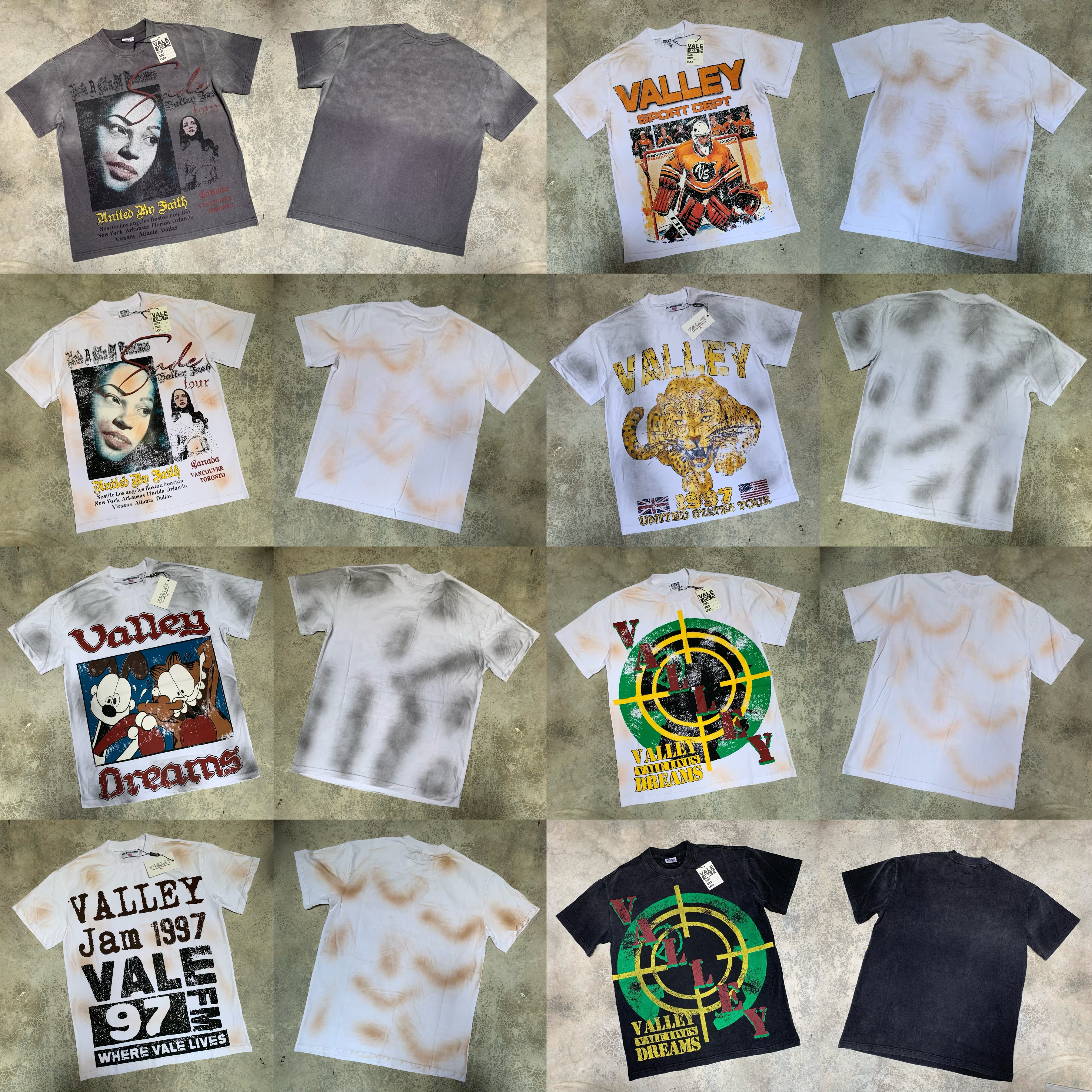 Designer Mens T Shirts American Graphic tee Oversized women Washed Black White tee Y2K Harajuku Gothic Cotton Short Sleeve Print Shirt Men Clothing Size S-XL