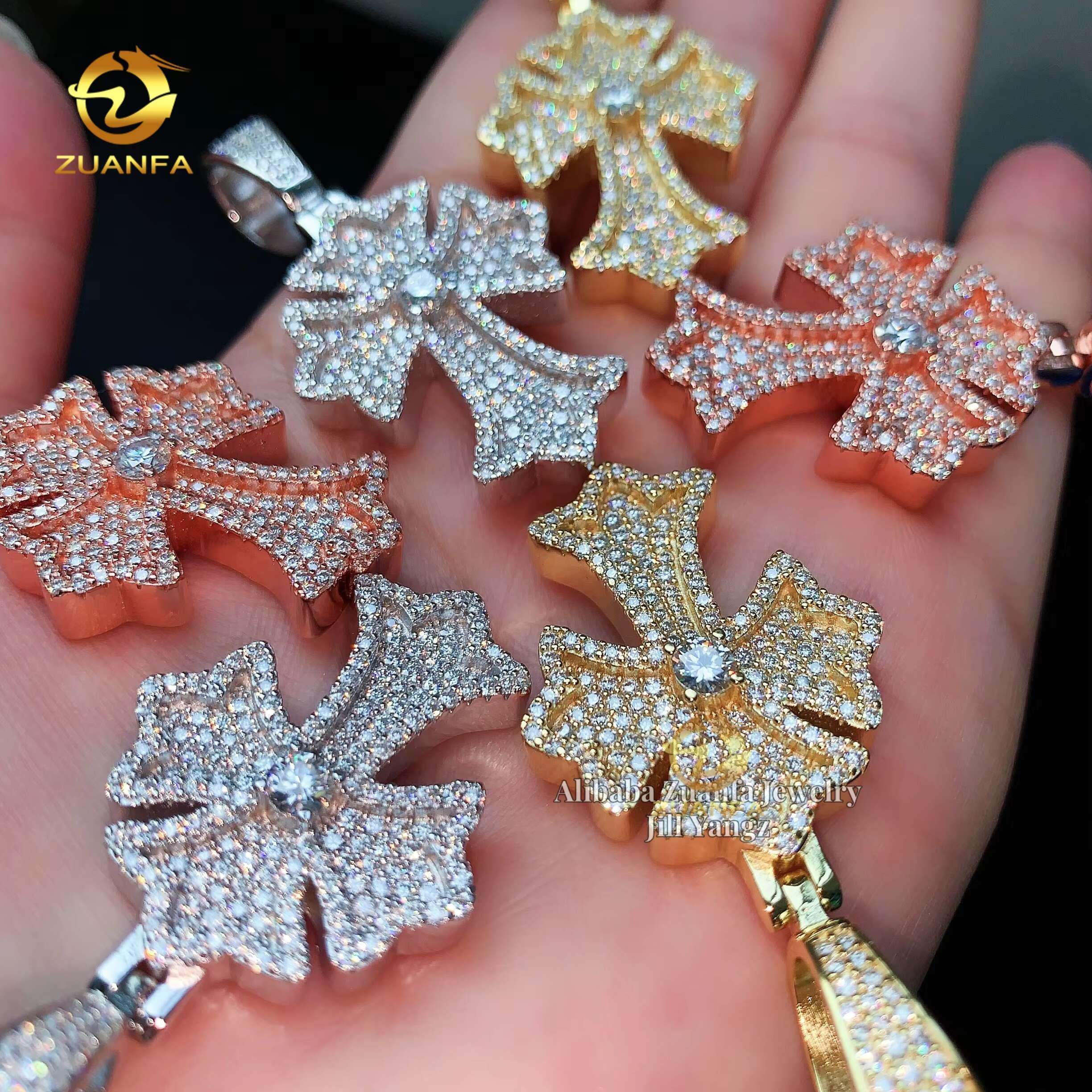 Ready to Ship Cross Pendants GRA Certificate Moissanite Iced Out Custom Hip Hop Pendant Religious Jewelry Mossanite Pendant