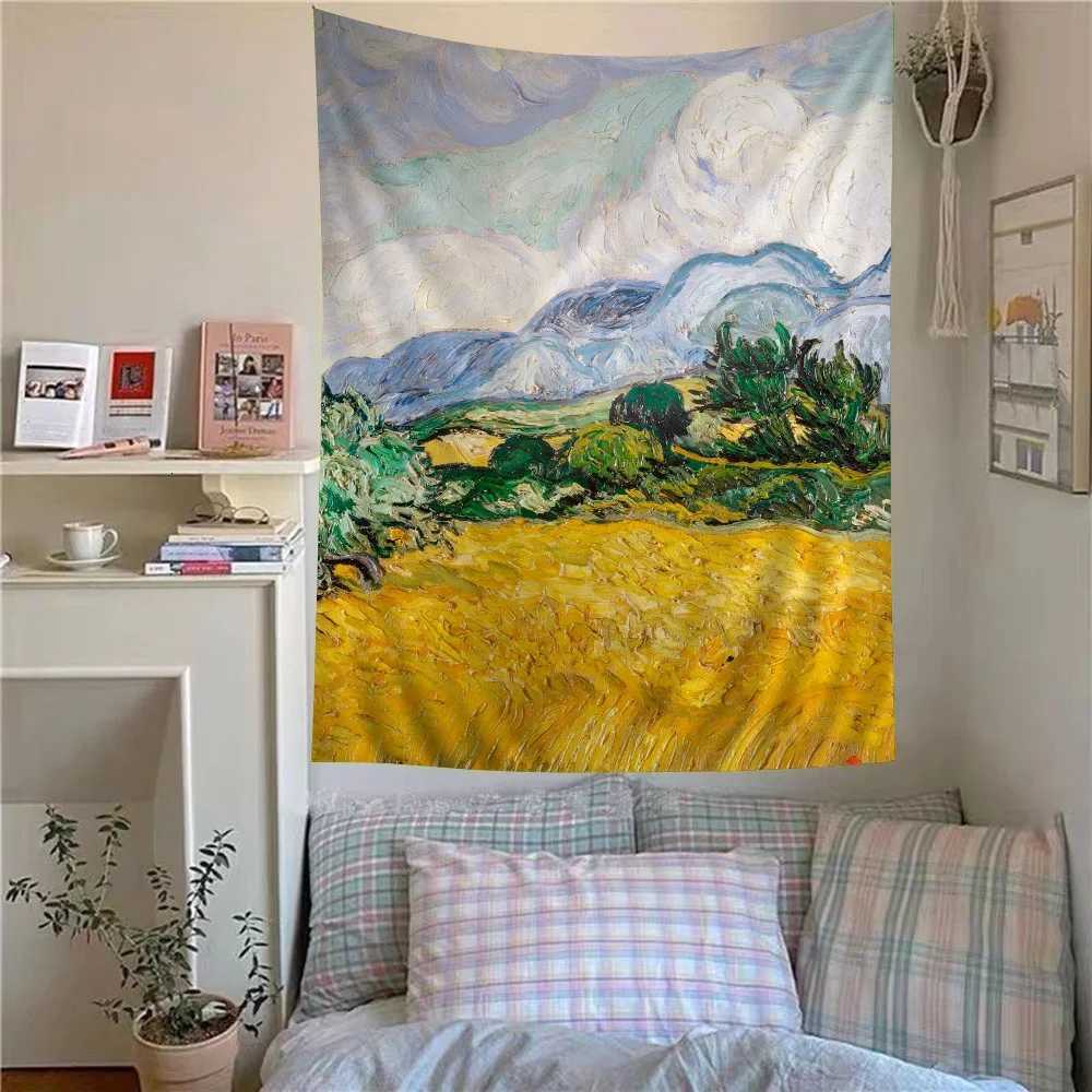 Funny Van Gogh Art Oil Painting Anime Tapestry Indian Buddha Wall Decoration Witchcraft Bohemian Hippie Wall Hanging SheetsM251125