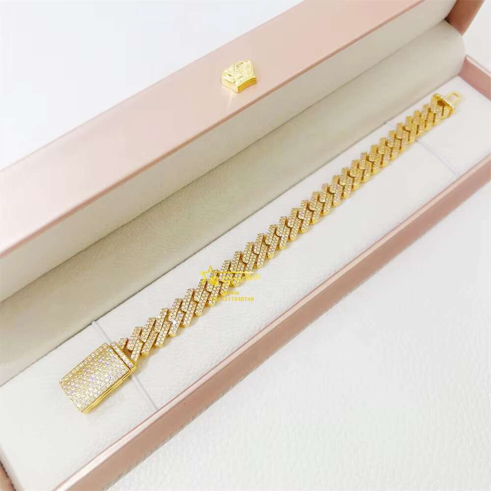 Iced Out Pass Diamond Tester Vvs Moissanite Jewelry Necklace Bracelet Women 10mm Cuban Link Chain
