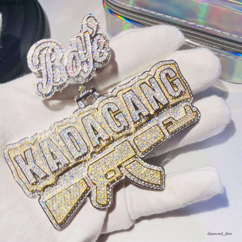 Hip Hop Jewelry Pass Tester Cold Ice Out Letter Big D Color VVS Silicon Stone Pendant Thick Chain Men