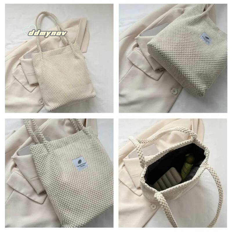 2023 Arts Shoulder For Women New Canvas Bucket Handbags Corduroy Fashion Casual Solid Color Famous Brand Bags ddmynov
