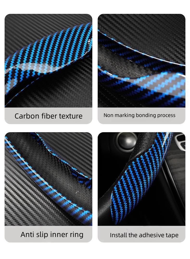 Carbon Fiber Style Steering Wheel Cover, Universal Fit for Round/D-Shape Wheels, Easy Installation