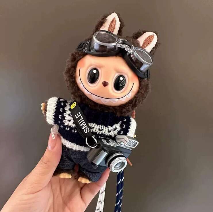 LABUBU Vinyl Plush Doll With Light And Sound Camera Clothes Set In Stock