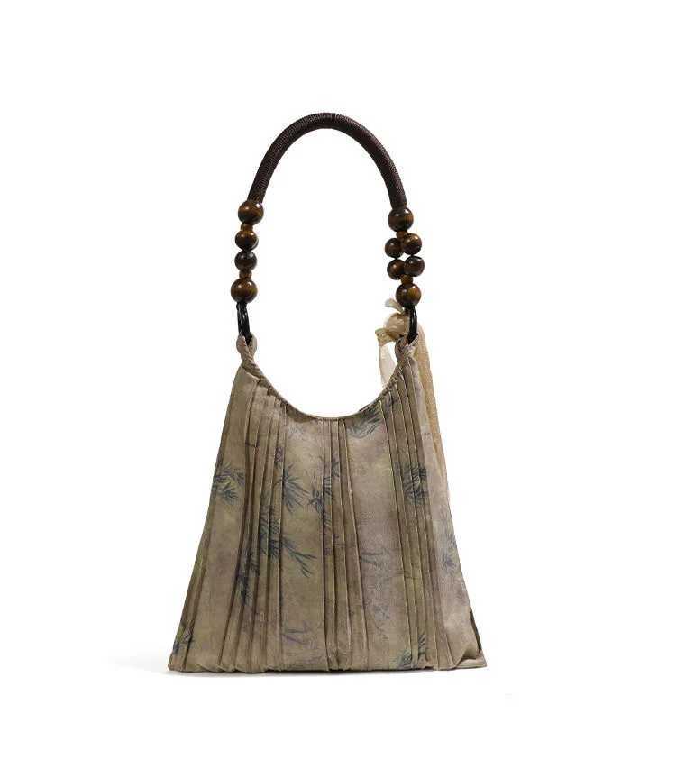 Kerici Retro Traditional Silk Fabric Large Handbag for Womens Fashion Holiday Flower Shoulder Bag W250421