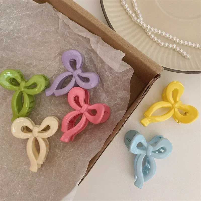 Candy colored bow small grab clip womens side bangs clip broken hair clip princess claw hair clipT250425