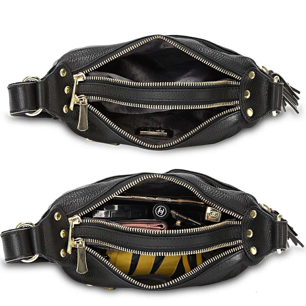 Zency 100% Genuine Leather Fashion Women Shoulder Bag With Tassel High Quality Hobos Elegant Lady Crossbody Bags Black Grey