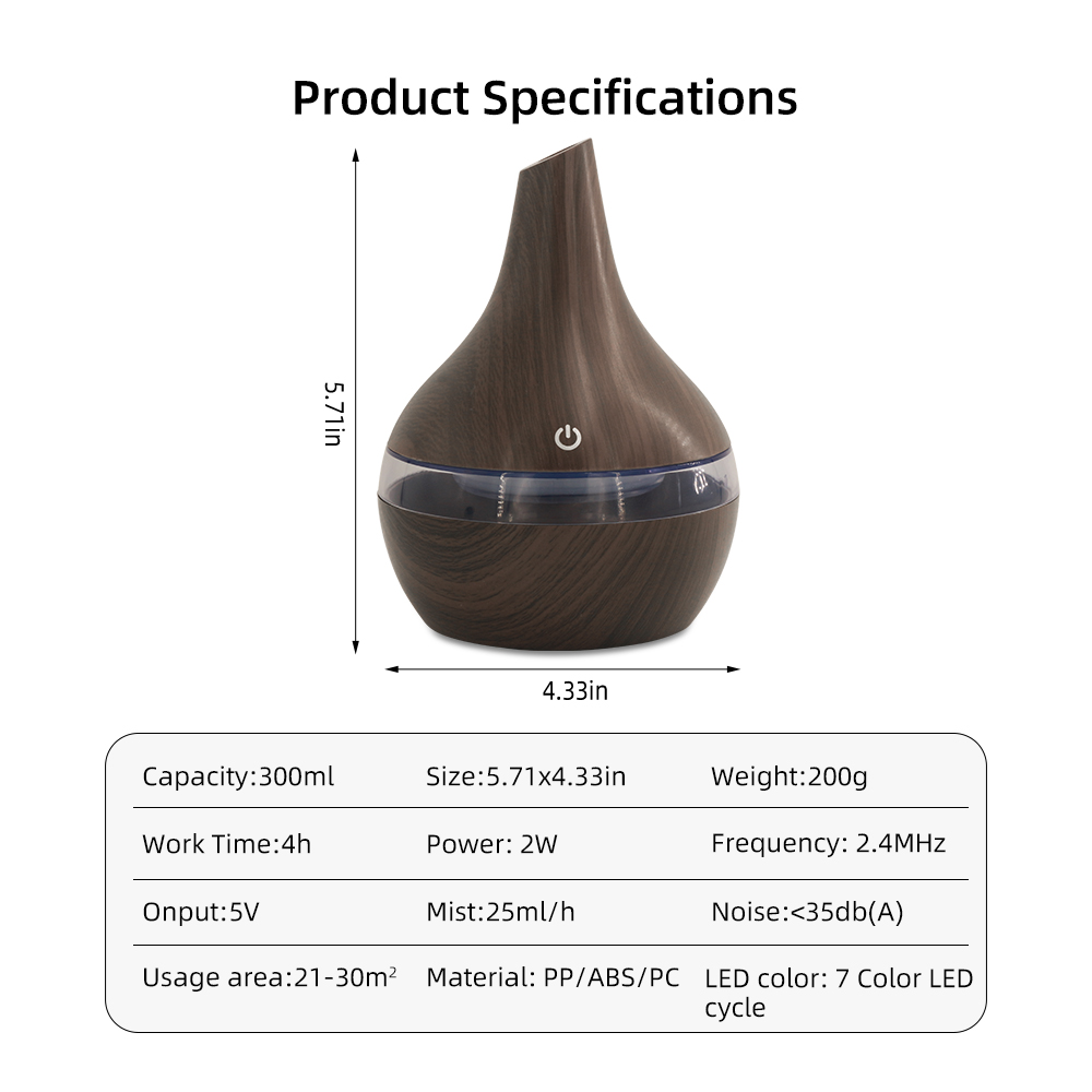 NEW 300ml USB Humidifier for Bedroom, Office Aromatherapy Diffuser with Essential Oils, Ultra Quiet Personal Cool Mist Maker