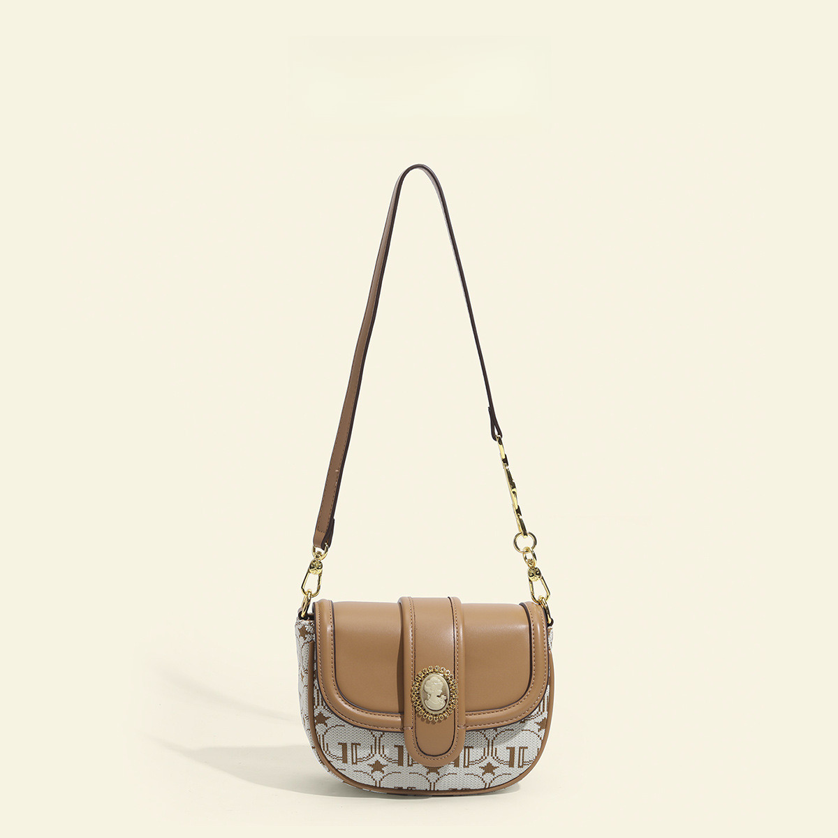 2025 New Saddle Bag Women's Retro Fashion PU Leather Shoulder Bag Designer Bag