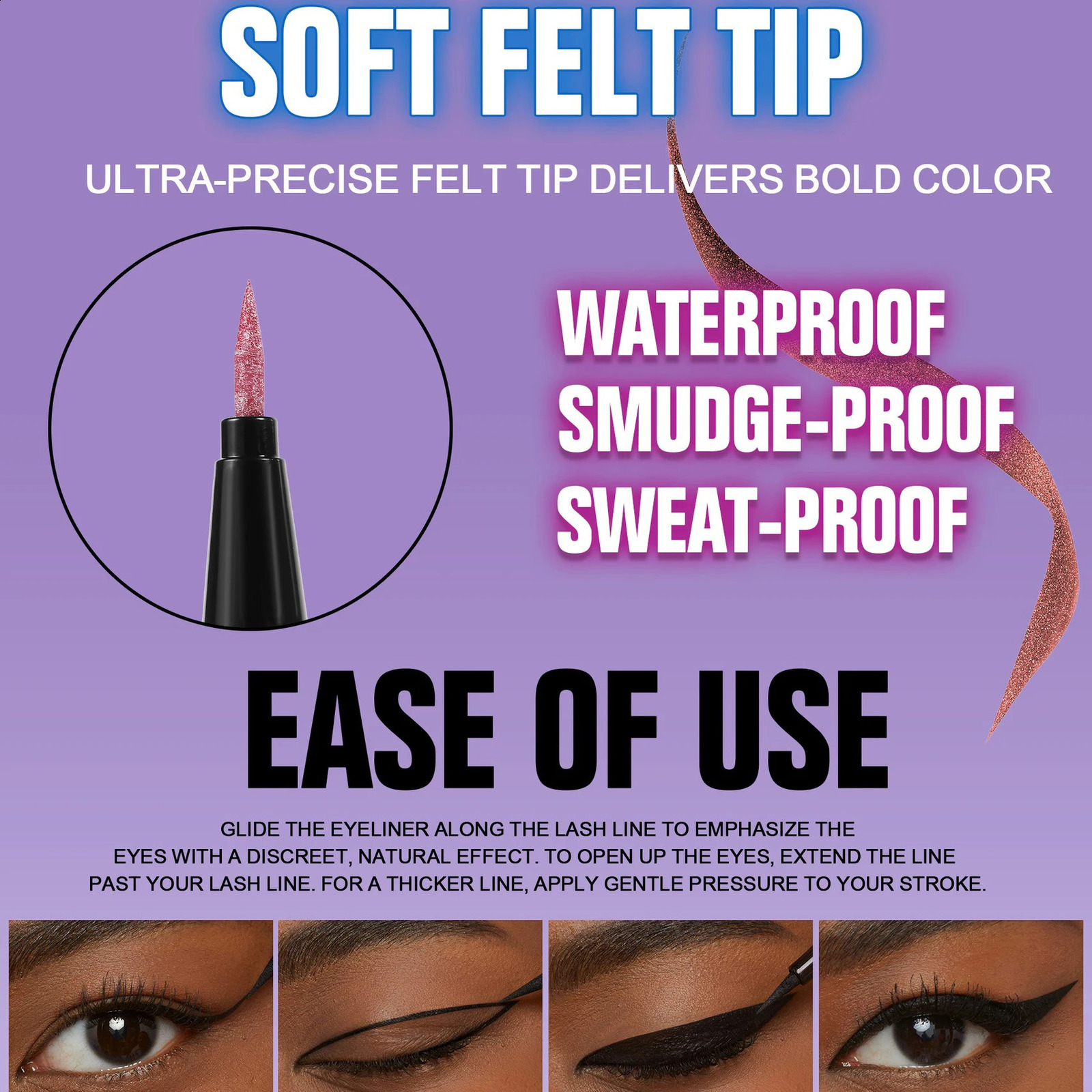 Metallic golden purple liquid eyeliner pen high gloss waterproof fast drying ultrafine pearlescent black 250418
