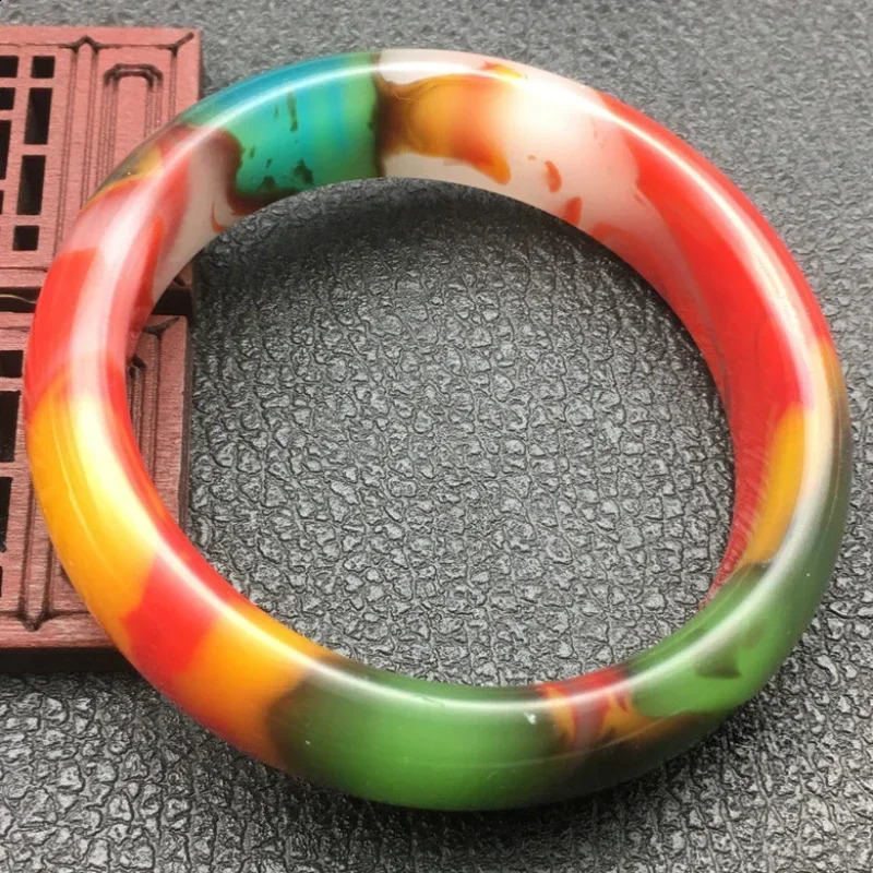 Outer Mongolia Bracelet Gold Silk Jade Bracelet Colorful Widen and Thicken Jade Bracelet Womens Safeness Bracelet 250424