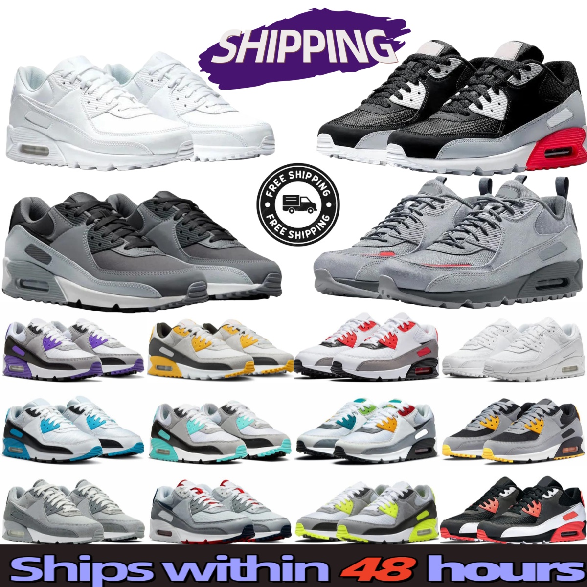 Free mail new designer casual shoes 90 90s men outdoor sports shoes black and white grey blue white casual running shoes 40-45