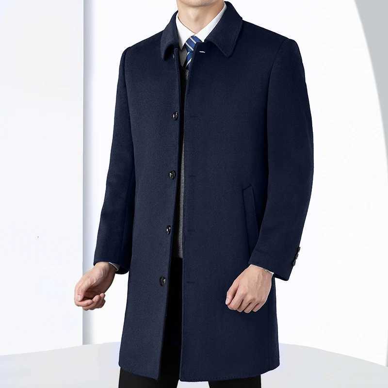 Autumn Winter Mens Wool Coats High Quality Business Casual Turn Down Collar Woolen Trench Outwear England Style Male Long CoatT251125
