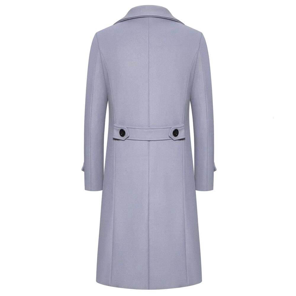M-4XL autumn and winter long double breasted windbreaker slim fit woolen coat men's 2025 new casual fashion trend clothing