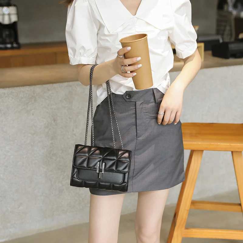 Lingge bag chain bag shoulder bag diagonal cross style cross body bag W250425