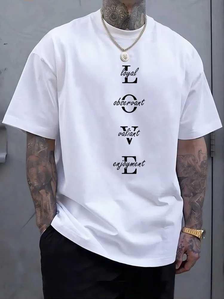 New Summer Daily Casual Mens T-shirt City Street Mens Fashion Short Sleeve Top 3D Love Letter Printing Mens T-shirt W250425