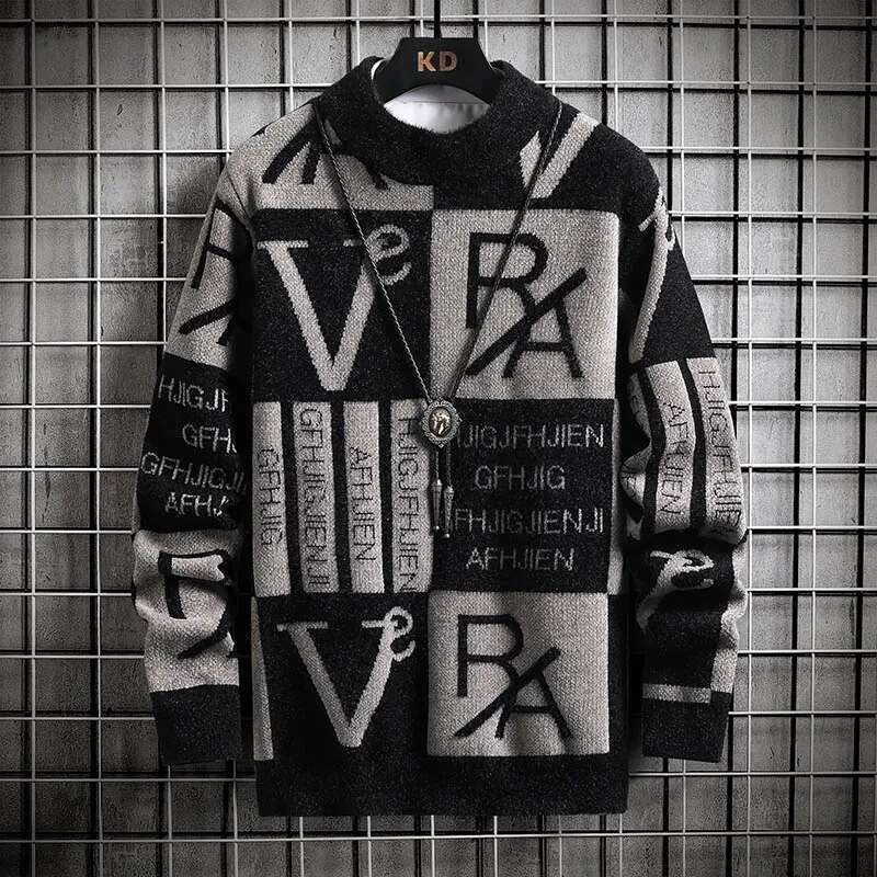 Knitted Stripe Pullovers Printing Round Neck Sweater Autumn/Winter Designer Quality Casual Men Clothing Jumper