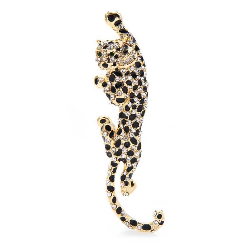 Wulibaby Big Climbing Leopard Brooch Pins For Women And Men Enamel Animal Brooches Winter Luxury Jewelry New Year Gift J251125