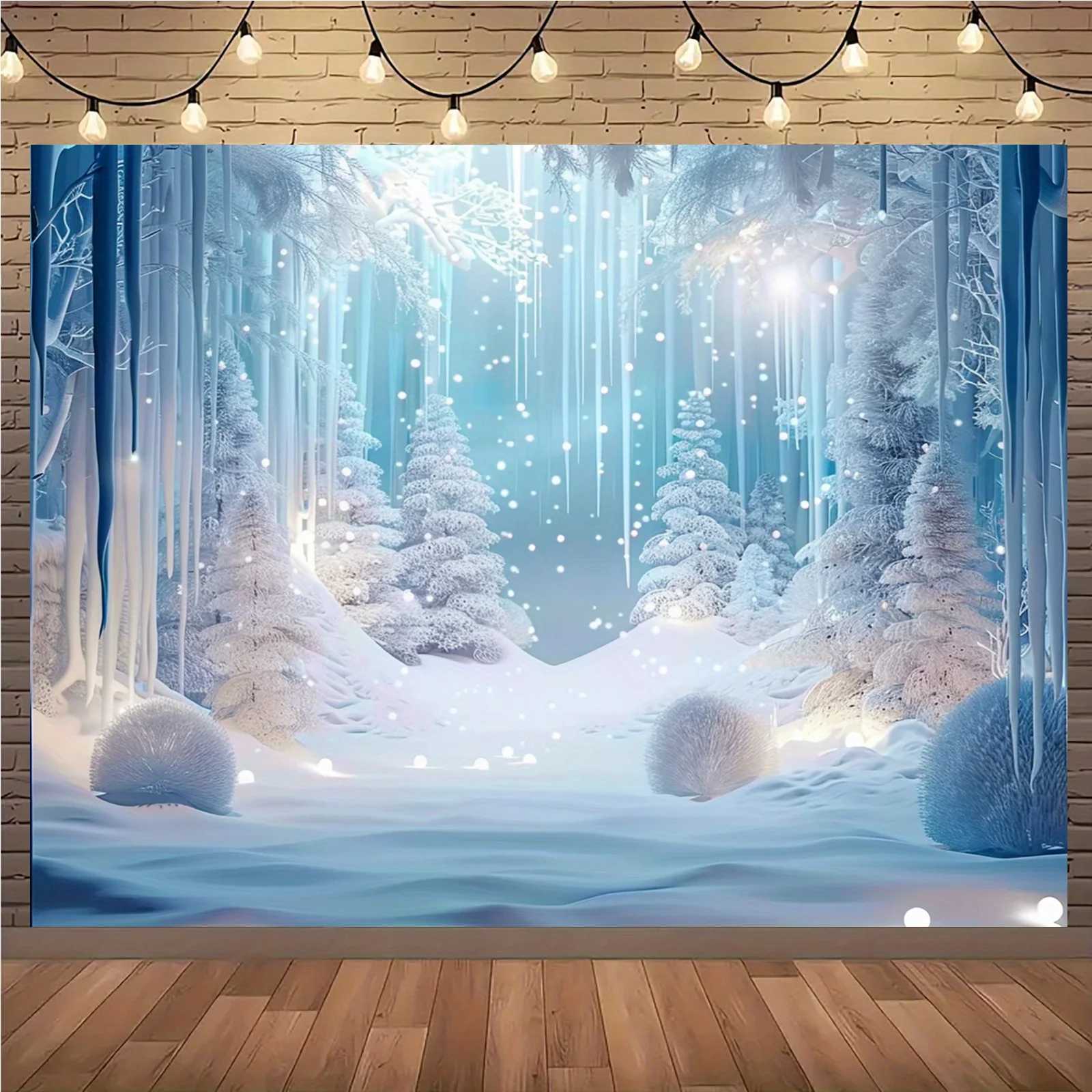 VIKAMA Dreamy Snow Forest Tapestry Living Room Feature Wall Hanging Christmas Winter Atmosphere Room DecorM251125
