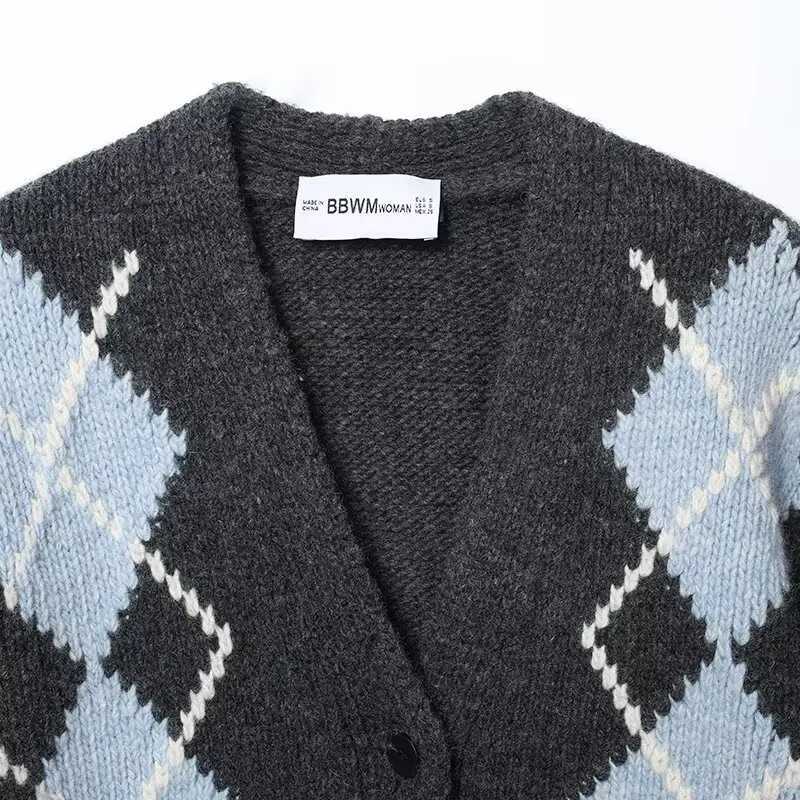Tidalyf 2025 Women Wool Diamond Knit Cardigan V Neck Long Sleeve Soft Warm Elegant Casual Autumn Winter SweaterT251125