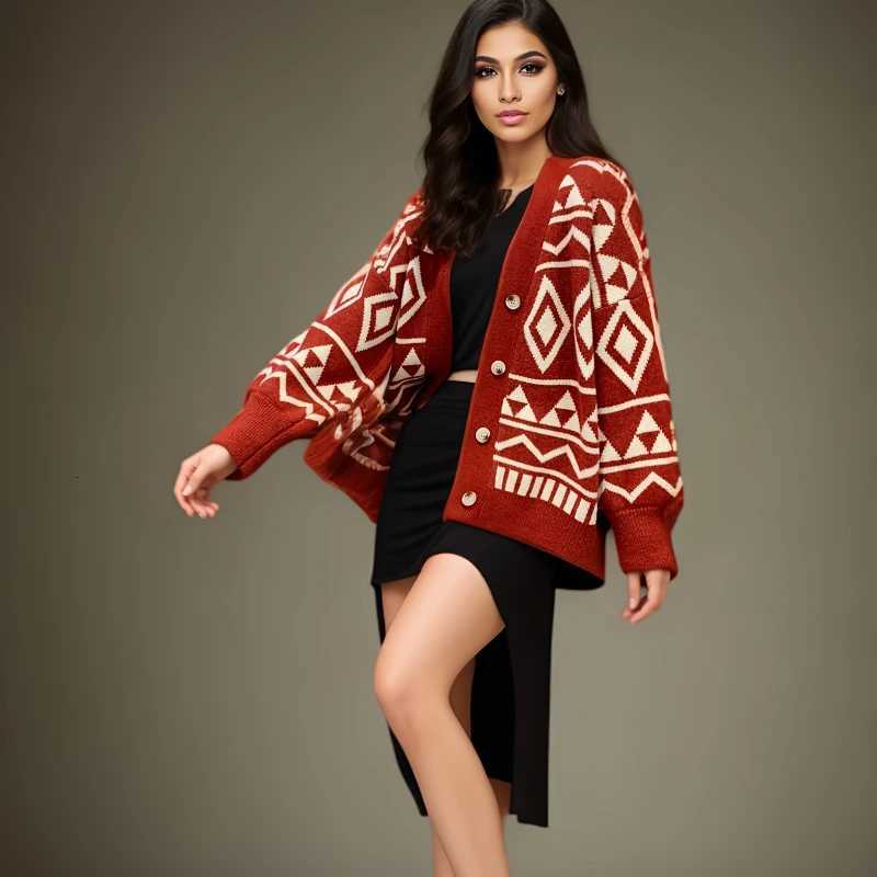 New Knitted Womens Casual Cardigan Autumn and Winter Sweater Jacket Loose Single-breasted Long-sleeved TopT251125