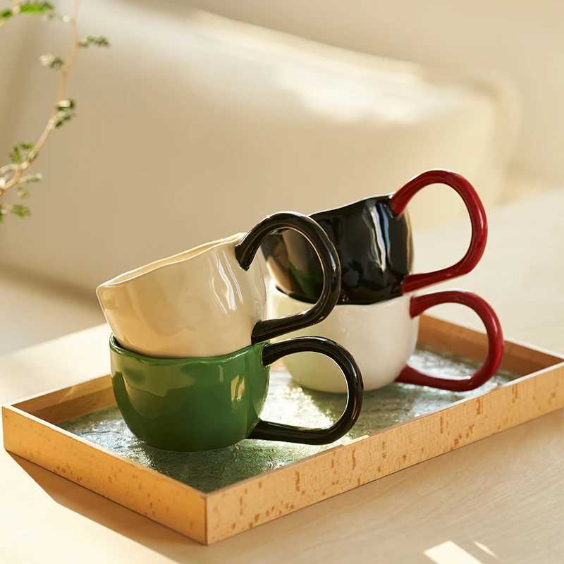 Household Large Capacity Ceramic Coffee Cup Daily Solid Color Office Creative Water Mugs Simple Restaurant Breakfast Milk Cup Y251125