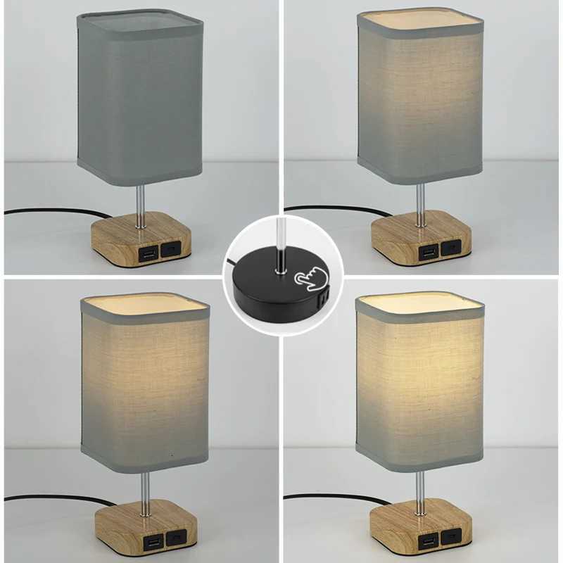 LED Linen Table Lamp Touch Switch 3000K Brightness Adjustable USB Plug Simple Bedside Light Bedroom Study living room Home DecorM251125