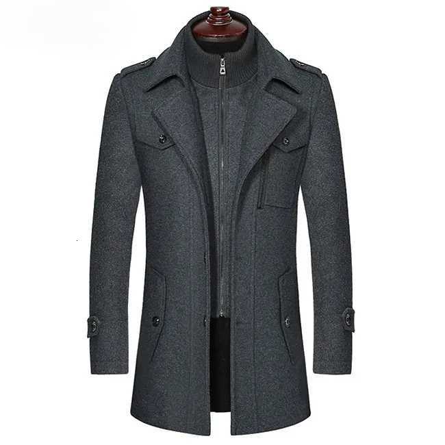2025 new winter mens woolen coat mens brand jacket middle-aged double-shoulder long woolen windbreaker coat in European sizeT251125