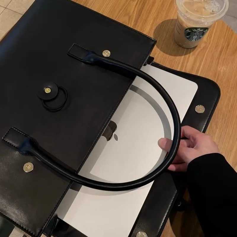 french 14 inch Laptop Bag for Women korean hand bag PVC Leather Velvet Interior Fits Charger Mouse Stylish Work Bag BriefcaseT251125