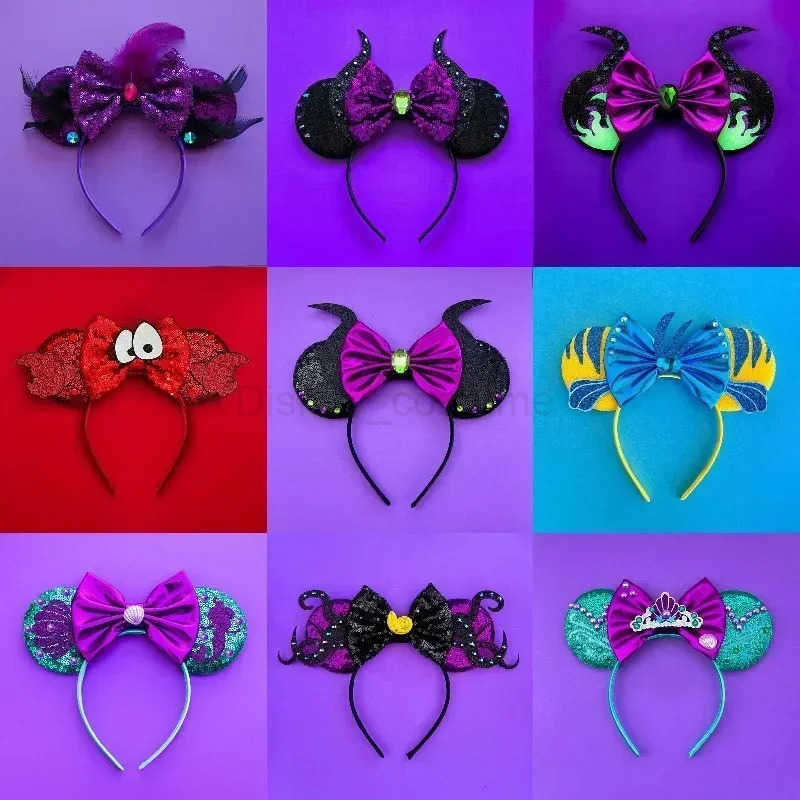 Disney Cute Disney Lilo Stitch Ears Hairdo Female Cartoon Anime Angel Headband Girl Birthday Gift Glitter Bow Hair Accessories Children X250425