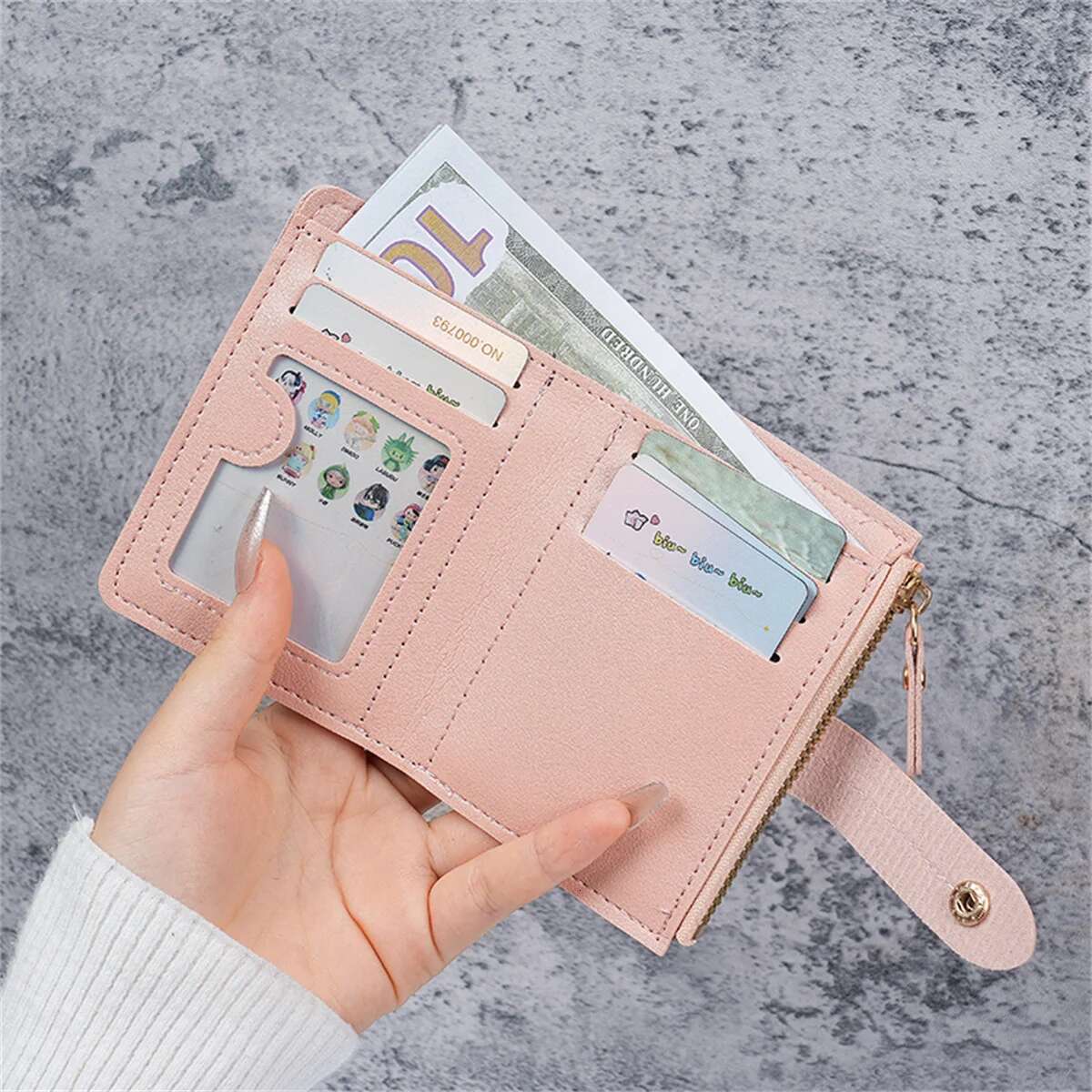 Wallet New Button Female Solid Color Thin Ladies Wallet Card Clip Short Coin Purse Cross-Border Wholesale