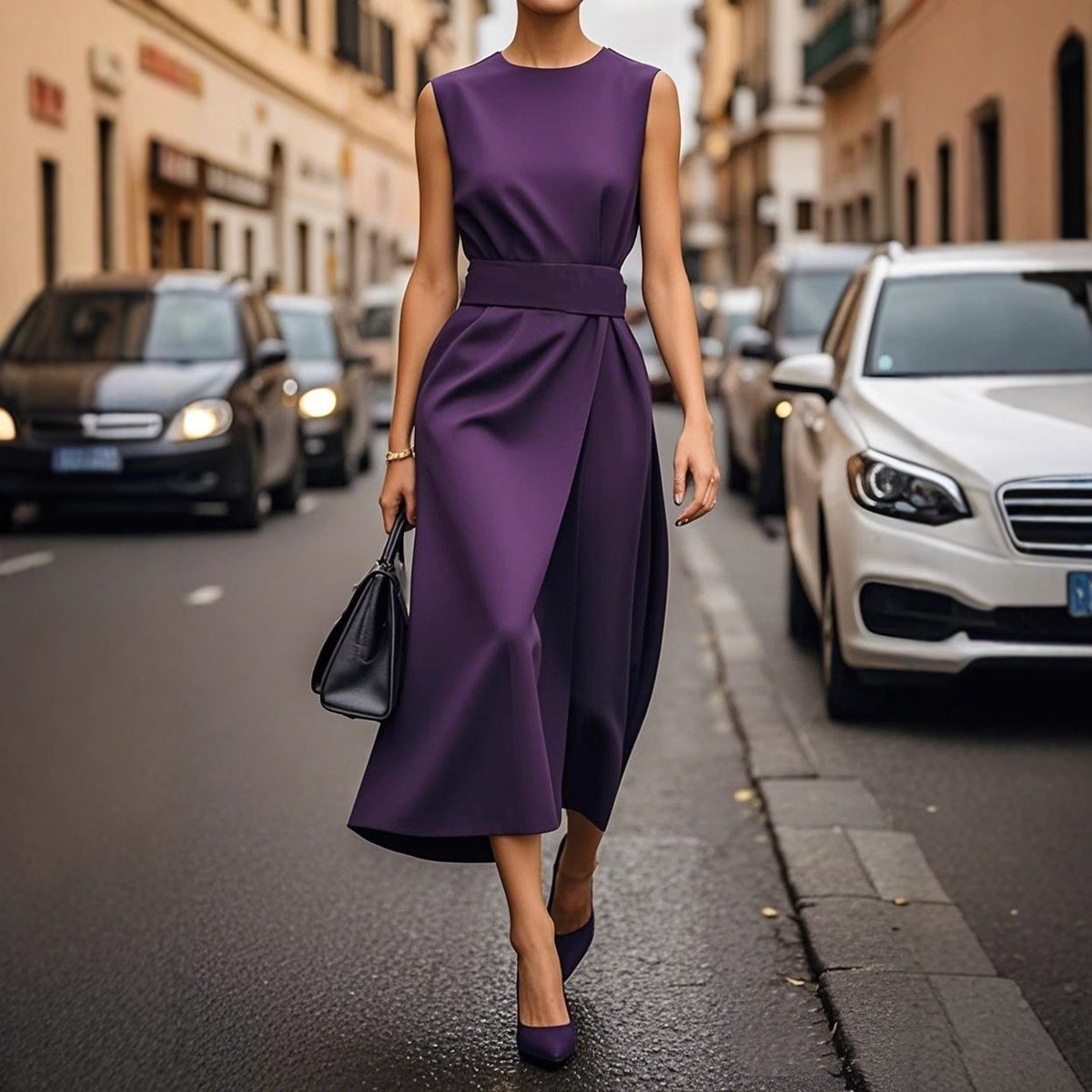 2025 new summer sleeveless round neck fashionable casual long dress for women