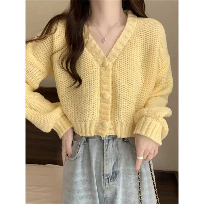 Women sweater cardigans V-neck button up casual knit sweet cardigan coat for woman 2024 Autumn WinterT251125