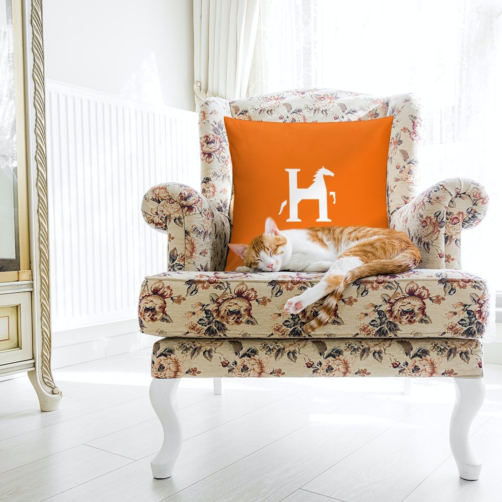 Custom H Designer Horse Luxury Art Artwork Contemporary Home Decorative Throw Pillow Case Cushion Covers for Bedroom Sofa Living Room 18X18 Inches H19