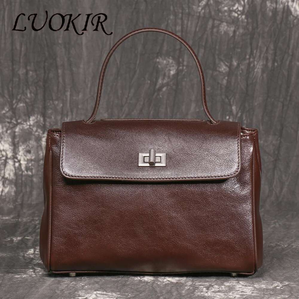 LUOKIR Genuine Leather Women's Messenger Top Layer Cowhide Envelope Fashion Shoulder Vintage Style Crossbody Bag