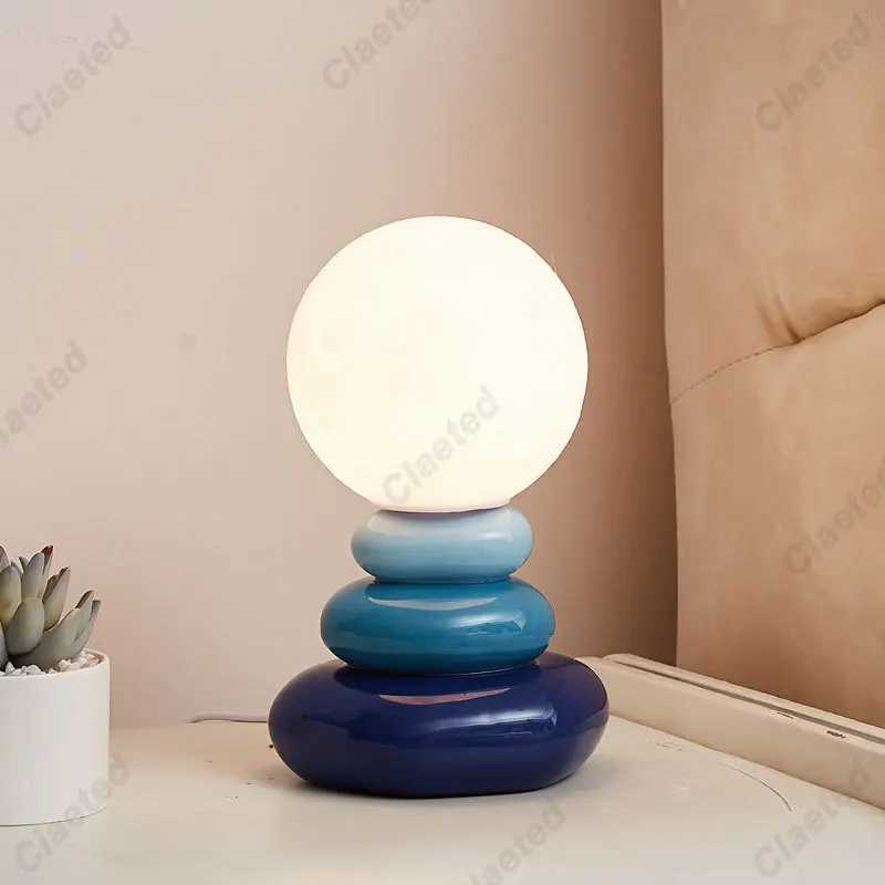 Colorful Stone Table Lamp Bedroom Bedside Lamp Creative Nordic Stacked Stone Shape Living Room Advanced Atmosphere Night LightM251125