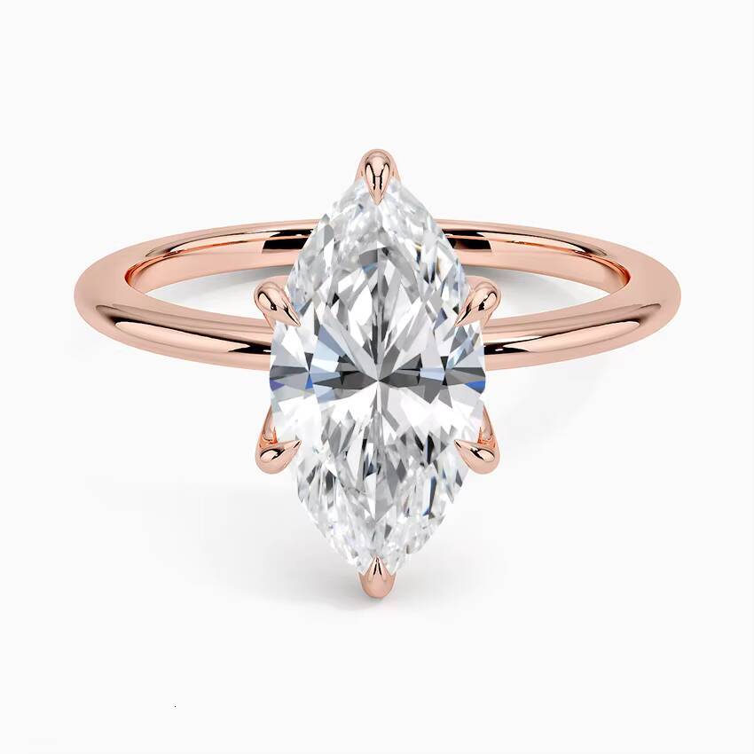 Classic Marquise Solitaire Ring 14k 18k White Gold Lab Grown Diamond for Wedding Engagement Fine Jewelry
