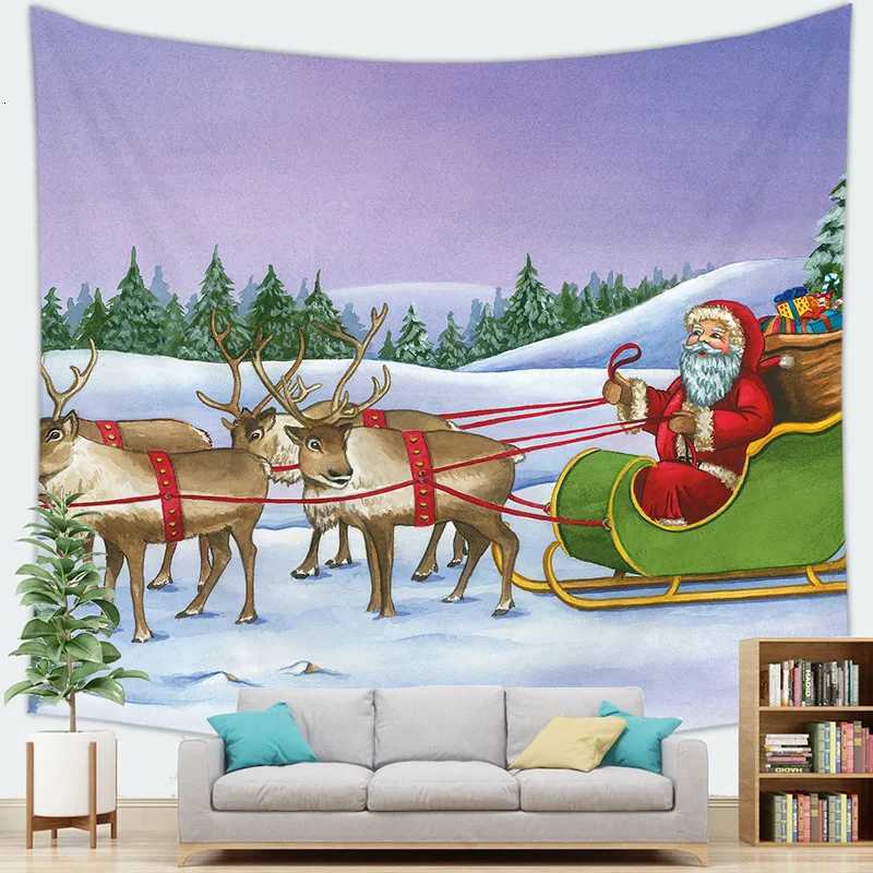 Background of Santa Claus digital-printed polyester tapestries living rooms bedrooms macrame wall hanging room decor aestheticM251125